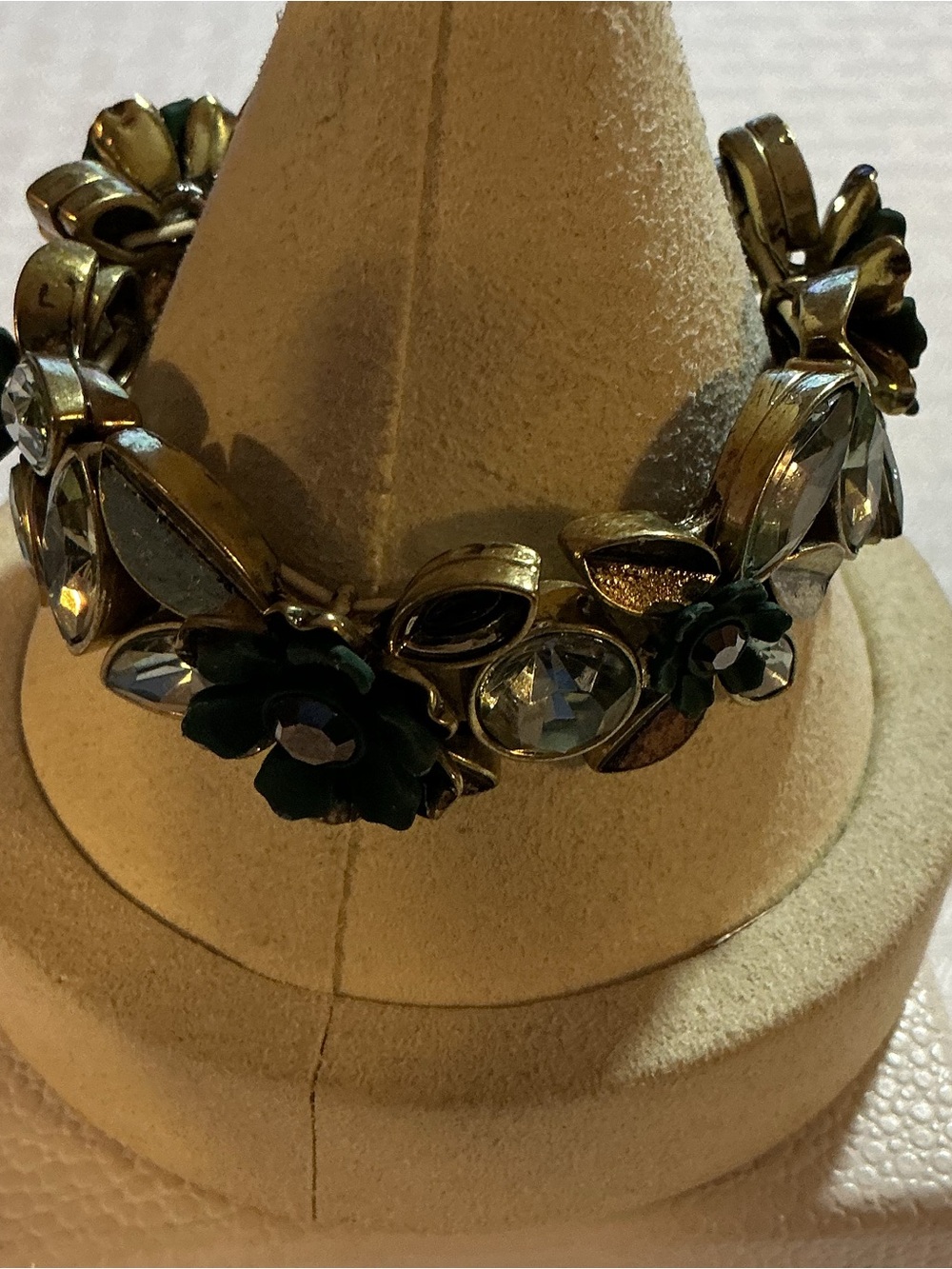 Simply Vera Vera Wang Botanical Enamel Antique Brass Tone Stretch Bracelet